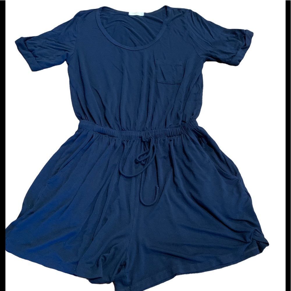 Cherish Navy Blue Short Knit Romper Small